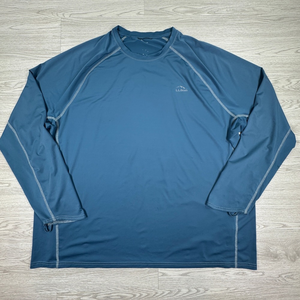 LL Bean Mens Shirt Performance Long Sleeve Blue‎ XL/XXL(?) Sun Protection Hiking